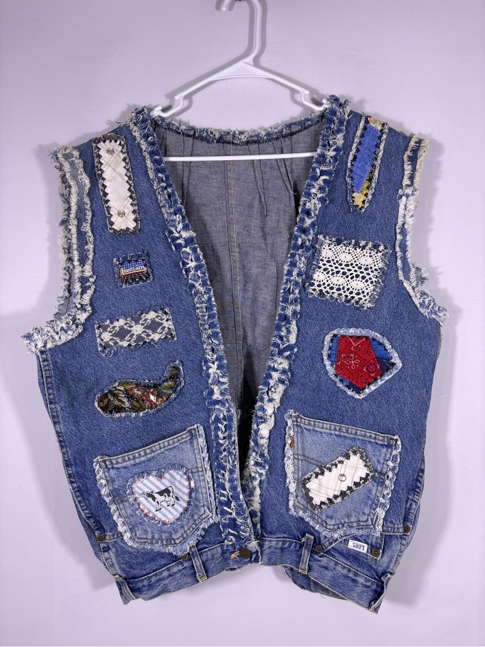 OOAK Upcycled Patchwork Denim Vest Western Cowgirl Boho Art to Wear